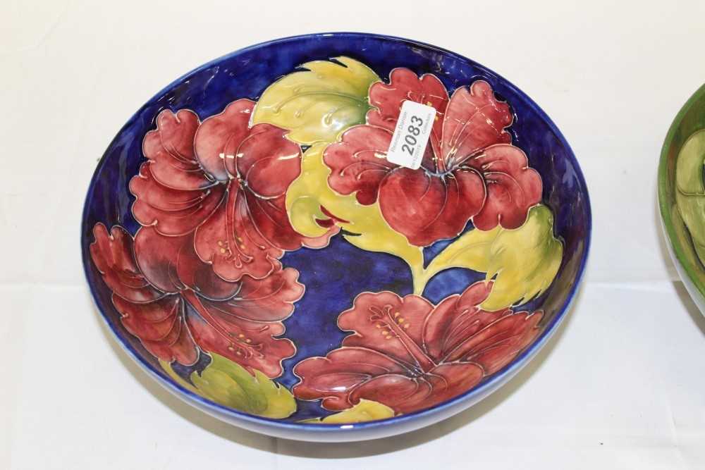 Moorcroft pottery bowl decorated in the Hibiscus pattern on blue ground and one other - Image 2 of 5