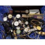 Collection various wristwatches and pocket watches