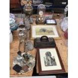 Sundry items, including a plated tea urn, other plated wares