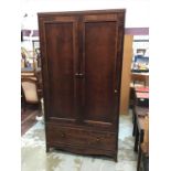Antique style double wardrobe with single drawer below