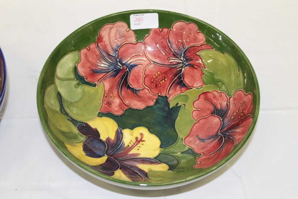 Moorcroft pottery bowl decorated in the Hibiscus pattern on blue ground and one other - Image 3 of 5