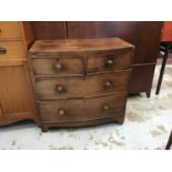 19th century mahogany bow front chest of two short and two long drawers