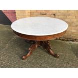 Malaysian coffee shop table, with four foot marble top