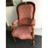 Victorian mahogany open armchair