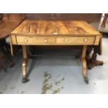 Regency rosewood sofa table with two flaps ,two drawers on splayed end standards