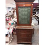 19th century and later cupboard with green silk and gilt metal grill