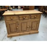 Pine sideboard with turned wood handles