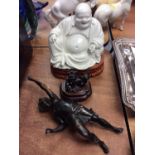 Chinese blanc de chine figure of Buddha etc