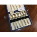 Six silver coffee spoons in fitted case