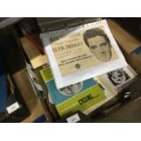 Box of Elvis postcards, Coutts wallet and ephemera