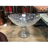 Late Victorian cut glass pedestal bowl