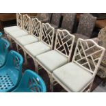 Set of six Regency style lattice back bamboo chairs