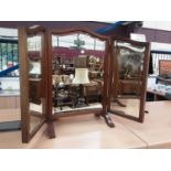 Mahogany framed triptych dressing table mirror