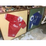 Liverpool Football Shirt together with a Chelsea Football Shirt, both mounted in glazed framed (2)