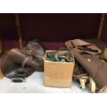 Old leather saddle and accessories