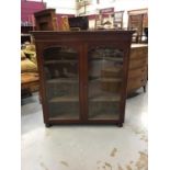 Victorian mahogany bookcase with two glazed doors on bun feet