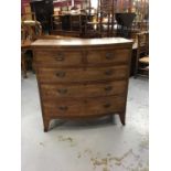 Georgian mahogany bowfront chest of two short and three long graduated drawers