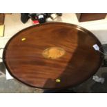 Edwardian mahogany and inlaid oval tray
