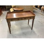 Victorian mahogany writing table with two drawers on turned legs