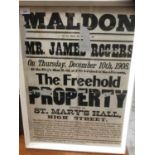 Edwardian Auction Poster dated 10th December 1908 ..,