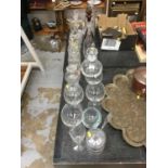 Quantity of cut glass decanters, wine glasses and other glassware