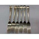 Set of six silver dessert forks