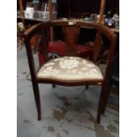 Edwardian inlaid tub chair with padded seat