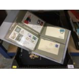Stamp albums and First Day Covers, loose and in albums and postcards in albums