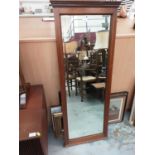 Bevelled full length mirror in mahogany frame