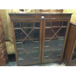 Edwardian mahogany bookcase with two astragal glazed doors on bracket feet