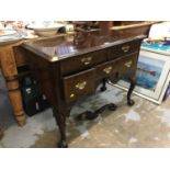 Early 18th century walnut cross-banded lowboy (probably base of a chest on stand)