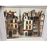 Guy Nochet (contemporary) oil on canvas - French town, signed, framed