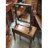 19th century swing framed mirror together with a mahogany bidet and a towel rail