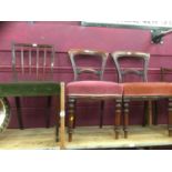 Pair of George III mahogany dining chairs and three Victorian balloon back dining chairs