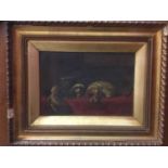 After Landseer - oil on canvas - Two spaniels, gilt frame