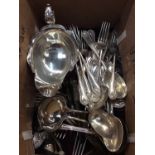 Group of plated cutlery and other silver plated ware