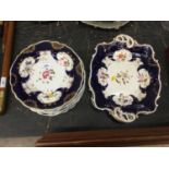19th Century English porcelain part desert service with floral decoration
