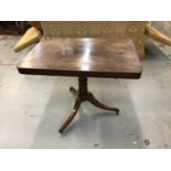 Antique mahogany tilt top table on turned column and splayed legs
