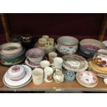 Collection of ceramics including Royal commerative mugs, tiles and plates