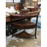 George III mahogany three tier corner washstand