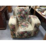 Art Deco floral upholstered arm chair