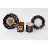 Two 19th century Sevres-style cabinet cups and saucers with Napoleon I motives, together with a Sevr