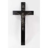 Victorian silver plate and ebonised wood crucifix