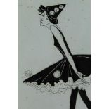 Joyce Mercer (1896-1965), pen and ink - Female ballet dancer dressed as a clown, signed, 17 x 24cm
