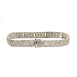 Art Deco style diamond bracelet, the articulated panels with a geometric pattern set with brilliant