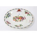 Chelsea oval dish painted with fruits, butterflies, and leaves, circa 1760