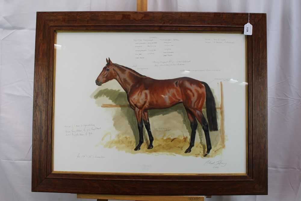 Richard Jeffrey, 20th century, gouache - a bay racehorse, 'Gilded', trained by Richard Hannon, signe - Image 2 of 9