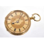 19th century Continental 18ct gold pocket watch and winding key