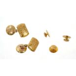 Pair of late Victorian gold cuff links and three Victorian 18ct gold collar studs