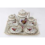 Late 19th century Vienna porcelain cabaret coffee set with painted floral sprays - comprising coffee